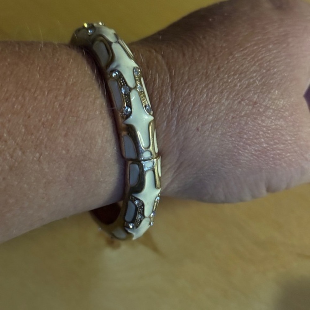 Cream and Gold Bangle Bracelet